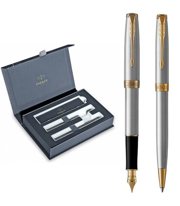 Набір Parker SONNET Stainless Steel GT FP+BP (перова + кулькова) картинка, зображення, фото