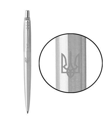 Ручка кулькова Parker JOTTER UKRAINE Stainless Steel CT BP Тризуб біл. 16132_T001w картинка, зображення, фото