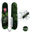Складной нож Victorinox HUNTSMAN ZODIAC Зеленый деревянный дракон 1.3713.3.Z3240p картинка, изображение, фото