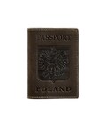 Шкіряна обкладинка для паспорта з польським гербом темно-коричнева Crazy Horse картинка, зображення, фото