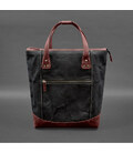 Сумка-рюкзак з канвасу та натуральної бордової шкіри картинка, зображення, фото
