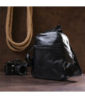 Кожаный небольшой женский рюкзак Vintage 20675 Черный картинка, изображение, фото