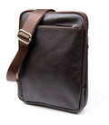 Модная сумка планшет с накладным карманом на молнии в гладкой коже 11282 SHVIGEL, Коричневая картинка, изображение, фото