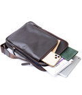 Модная сумка планшет с накладным карманом на молнии в гладкой коже 11282 SHVIGEL, Коричневая картинка, изображение, фото