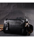 Оригинальная сумка для женщин с акцентом посередине из натуральной кожи Vintage 22362 Черная картинка, изображение, фото