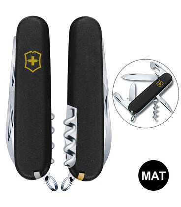 Складной нож Victorinox SPARTAN MAT черный матовый лак с желт.лого 1.3603.3.M0008p картинка, изображение, фото