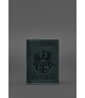 Шкіряна обкладинка для паспорта з австрійським гербом зелена Crazy Horse картинка, зображення, фото