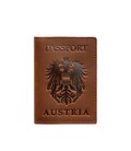 Шкіряна обкладинка для паспорта з австрійським гербом світло-коричнева Crazy Horse картинка, зображення, фото