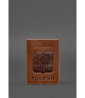 Шкіряна обкладинка для паспорта з польським гербом світло-коричнева Crazy Horse картинка, зображення, фото