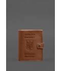 Шкіряна обкладинка-портмоне на паспорт з гербом України 25.1 Світло-коричнева картинка, зображення, фото