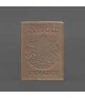 Шкіряна обкладинка для паспорта з українським гербом світло-бежева картинка, зображення, фото