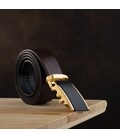 Ремень мужской c золотистой прямоугольной пряжкой Vintage 20260 Коричневый картинка, изображение, фото